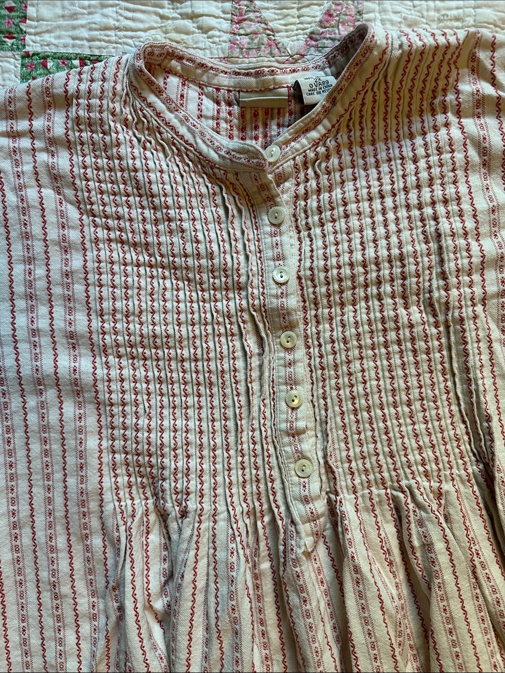 L.L. Bean Red and Cream Striped Cotton Flannel Nightgown 2X - Picture 3 of 3